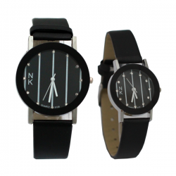 NK Fashion Leather Pair Watch, NK664M, Black & White